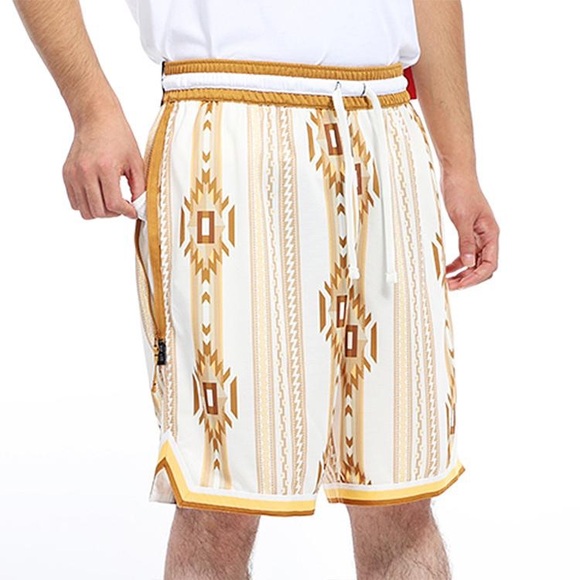 Nike Men's White and Brown Patterned Athletic Shorts - Picture 1 of 4